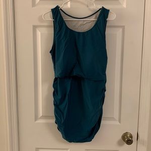 Teal maternity or nursing swim top